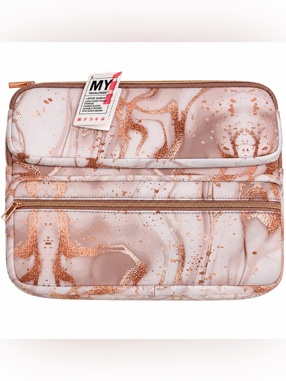 NWT My Tagalongs Rose Gold Marble-Print Laptop Sleeve